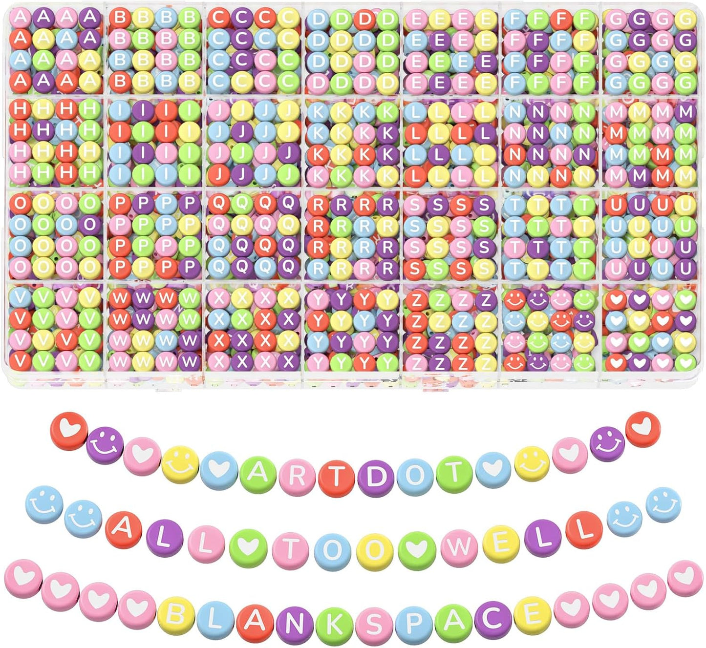kimhatter 1400 PCS Alphabet Letter Beads Kit – 28 Styles Preppy Friendship Bracelet Beads with Storage Case for DIY Jewelry Making and Crafting