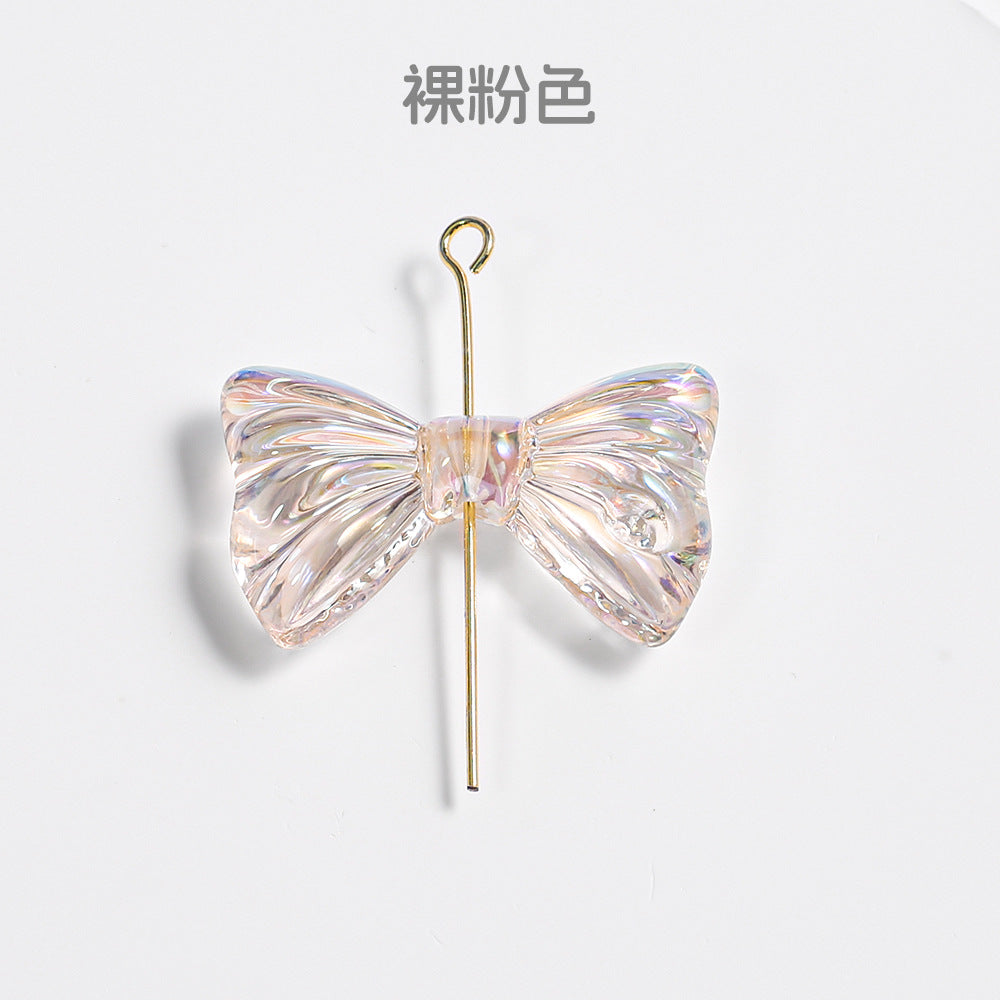 海家马贝透明直孔蝴蝶结串珠diy散珠子饰品手机链钥匙扣配件批发