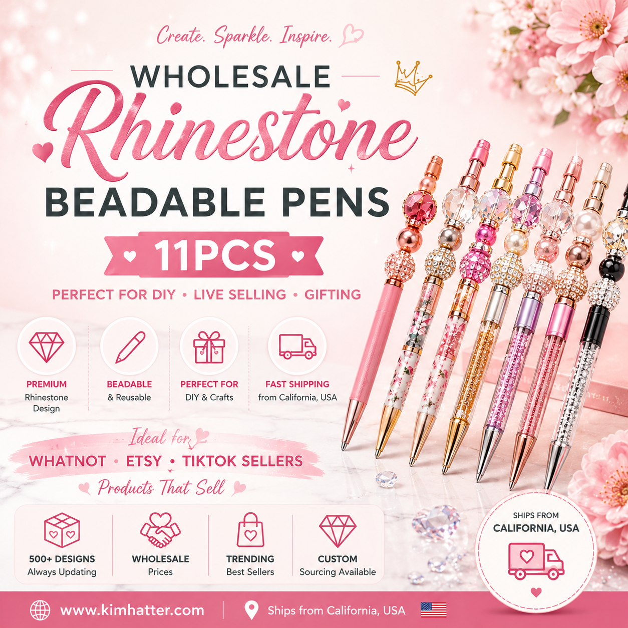 Wholesale Rhinestone Beadable Pens