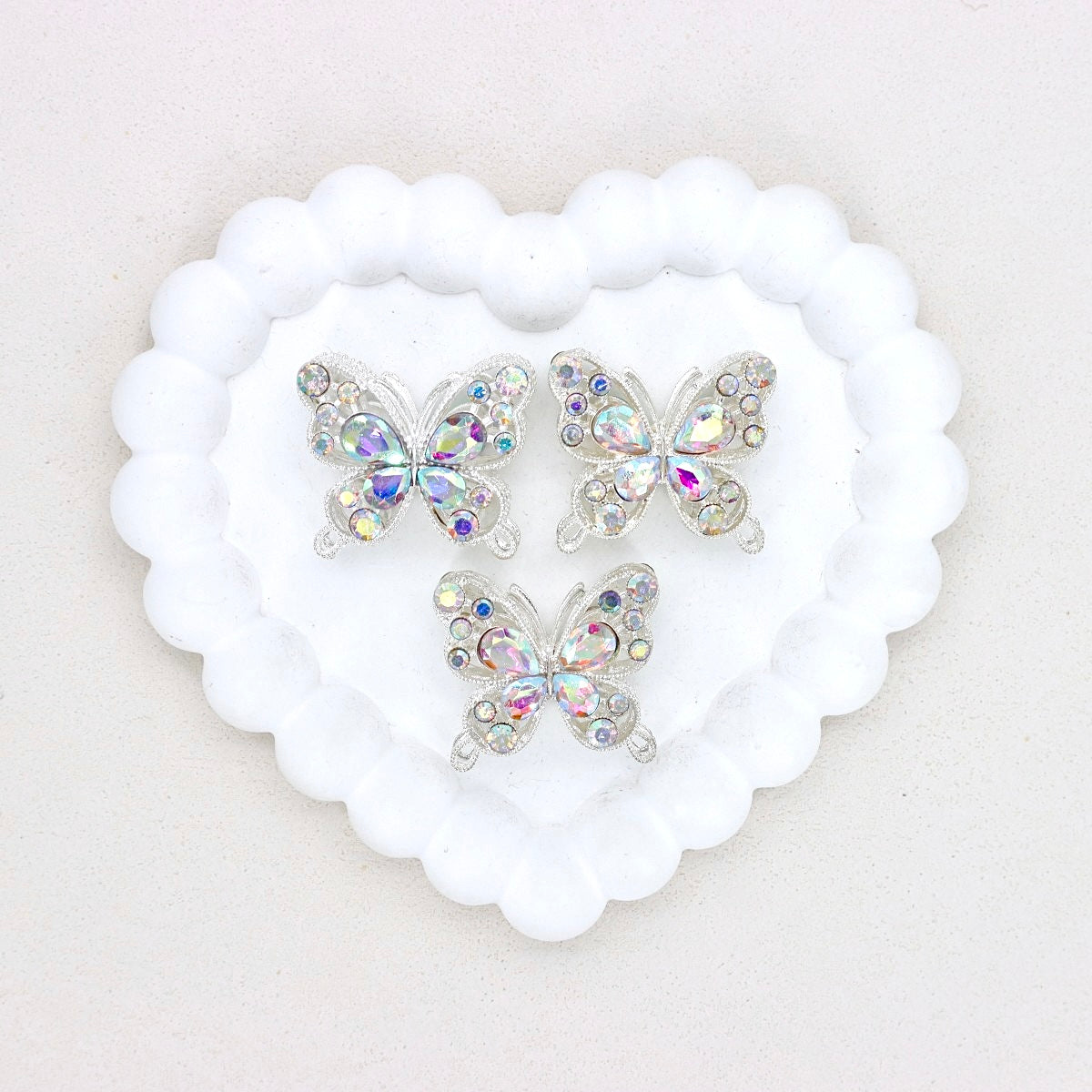 Kimhatter Heavy Duty Double-Sided Alloy Butterfly Crystal Diamond Ball Bead with Straight Hole