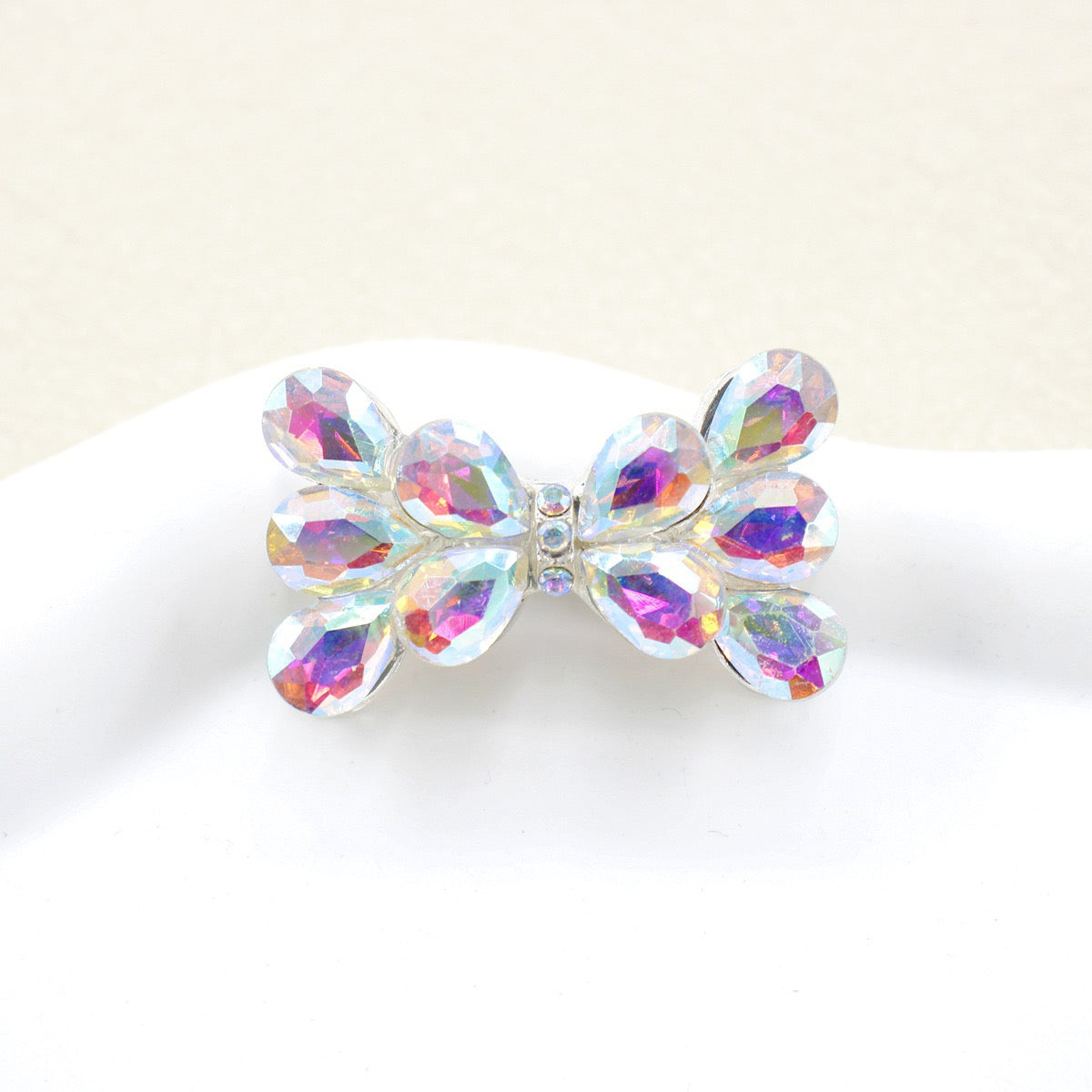 Kimhatter 3D Mocha Bow Double-Sided Crystal Glass Alloy Bead 2pcs/bag