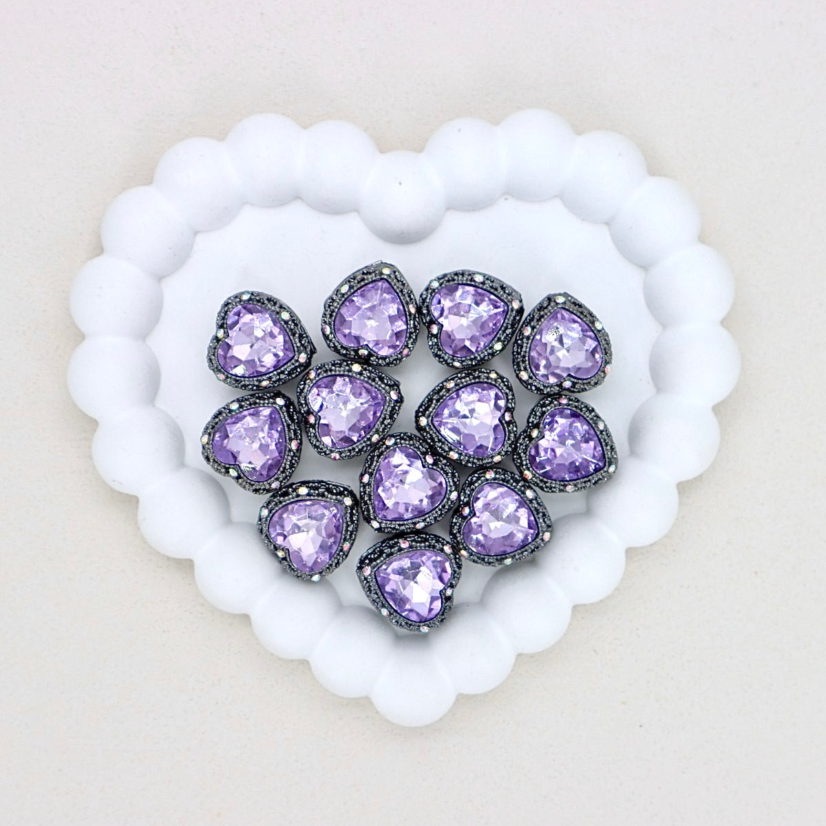 Kimhatter Black Heart Double-Sided Crystal Alloy Bead with Diamond Ball 2pcs/bag