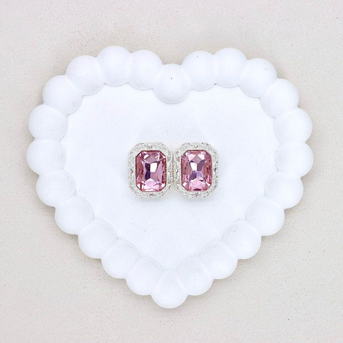 Silver Alloy Openwork Rectangle Double-Sided Crystal Bead