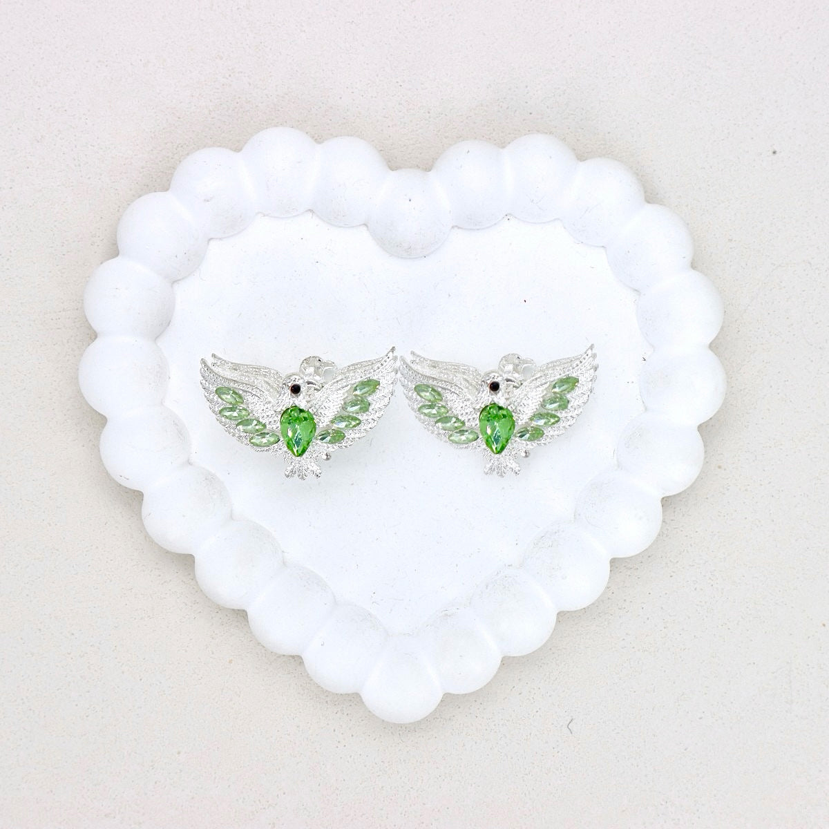 Kimhatter 3D Heart with Large Wings Alloy Bead with Straight Hole