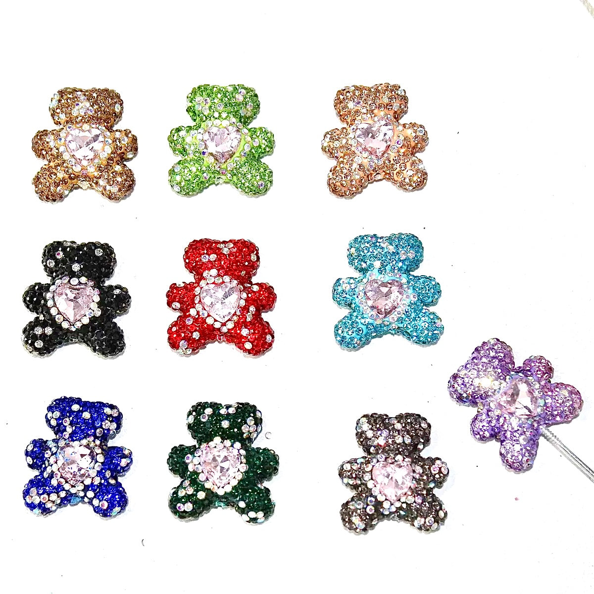 Stardust Full Crystal Bear Heart Zircon Diamond Ball Bead