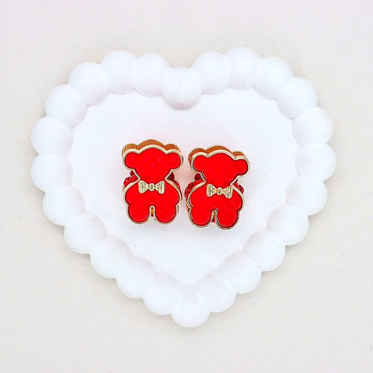 Kimhatter Double-Sided Alloy 3D Bear Bead with Champagne Diamond Ball
