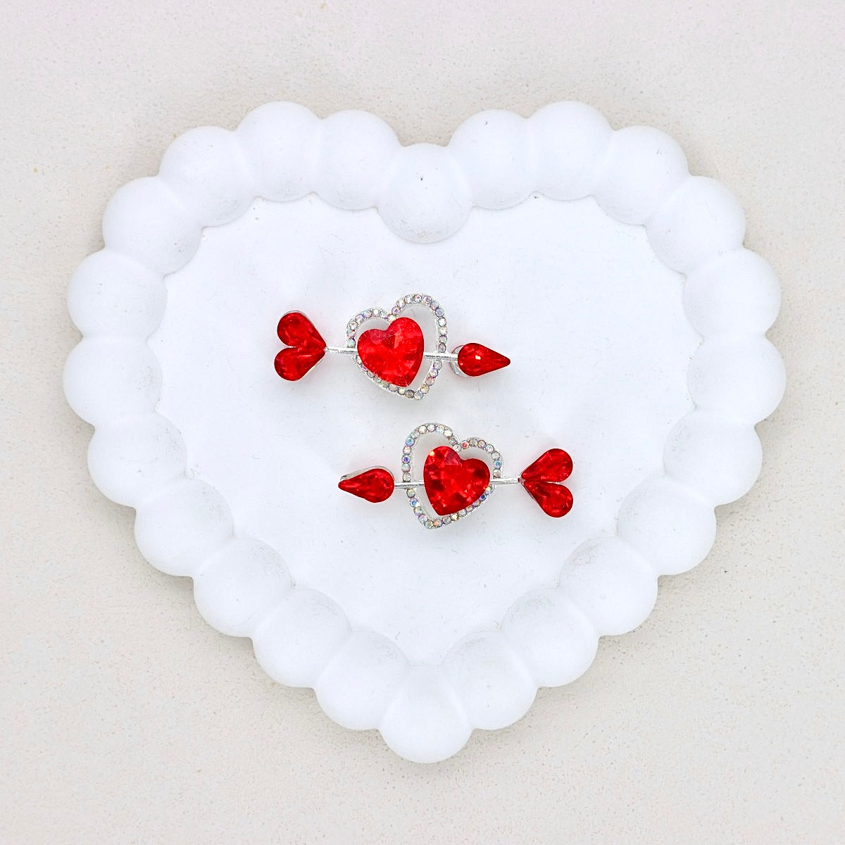 Kimhatter Double-Sided Alloy Crystal Arrow Through Heart Bead with Diamond Ball