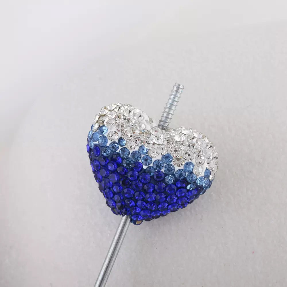 Kimhatter Ombre Heart Polymer Clay Bead with Diamond Ball 3pcs/bag