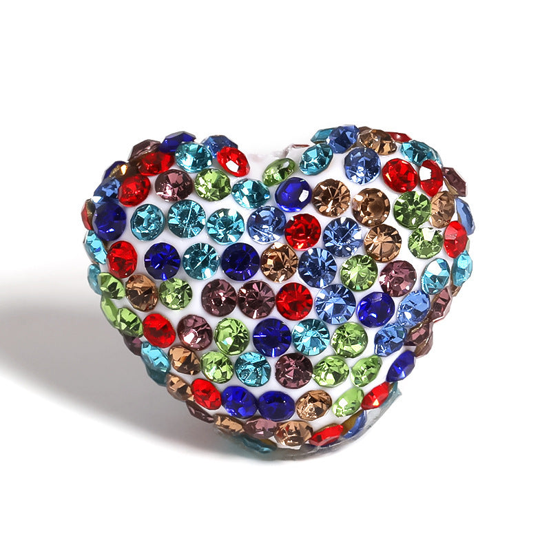 Kimhatter Stardust Heart Polymer Clay Bead with Diamond Ball 3pcs/bag