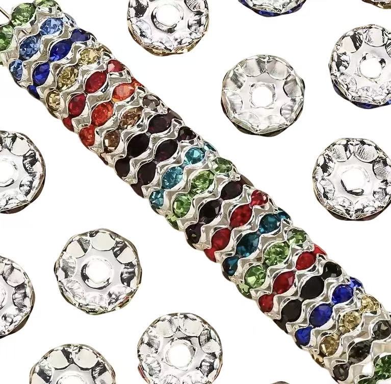 12mm & 15mm Crystal Wave Ring Spacer Beads in Colors