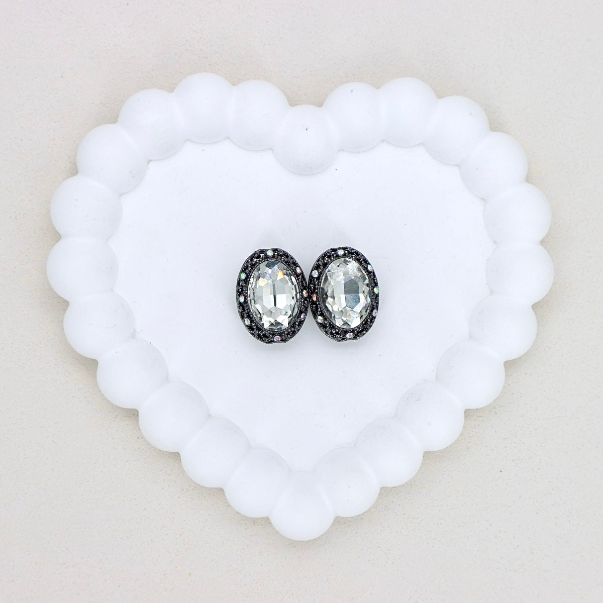 Kimhatter Oval Black Double-Sided Crystal Alloy Bead with Diamond Ball