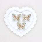 Kimhatter Heavy Duty Double-Sided Alloy Butterfly Crystal Diamond Ball Bead with Straight Hole