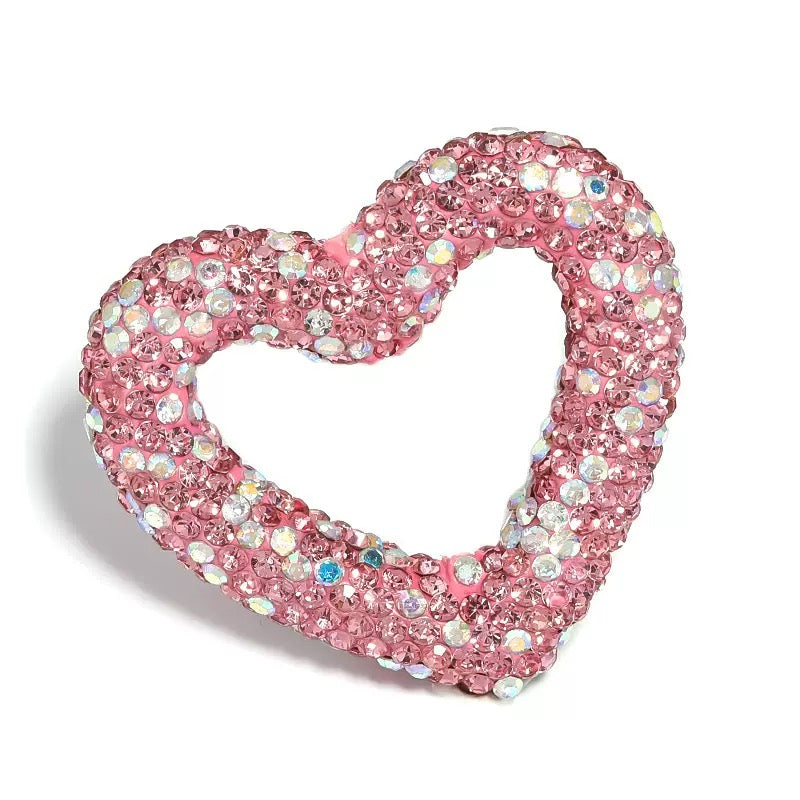 Kimhatter Heart-Shaped Polymer Clay Beads, 27.5×33.5mm Black Diamond Rhinestone Focal Beads with 2mm Hole for Phone Charms, Pen Charms & Jewelry Making