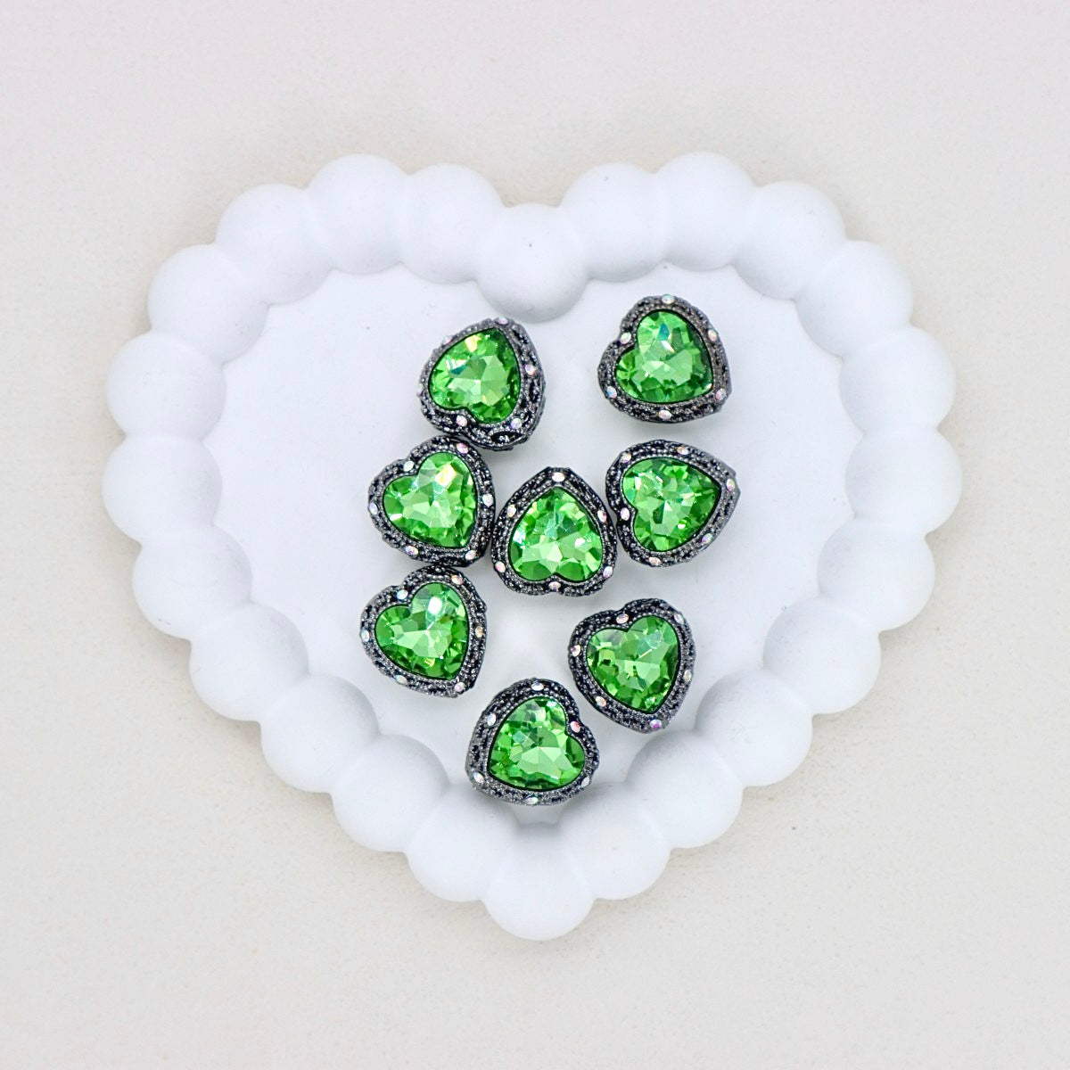 Kimhatter Black Heart Double-Sided Crystal Alloy Bead with Diamond Ball 2pcs/bag