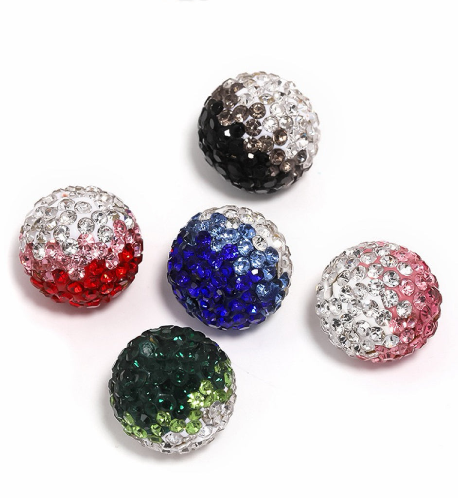 Kimhatter ombre Color Design Polymer Clay Rhinestone Beads, Round, 16.5mm, Hole: 1.8mm