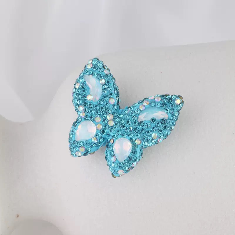 Kimhatter Rainbow Butterfly Polymer Clay Bead with Diamond Ball