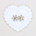Kimhatter Christmas Snowflake Double-Sided Heart Zircon Alloy Bead with Straight Hole