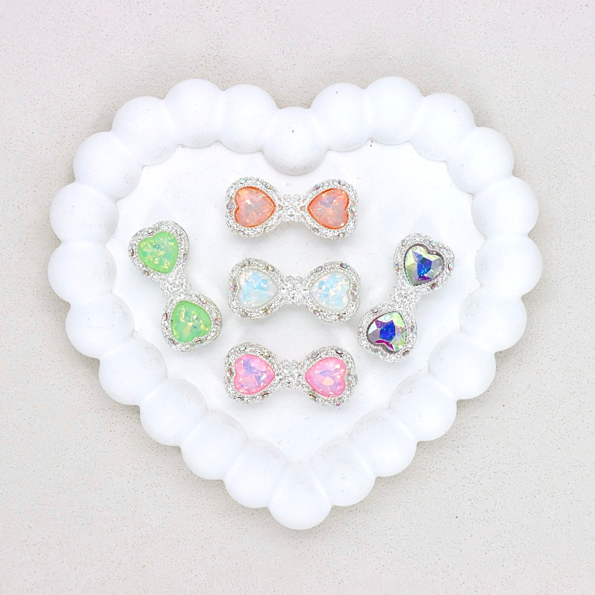Kimhatter Mocha Alloy Bow Tie Bead with Colorful Diamond Balls 2pcs/bag