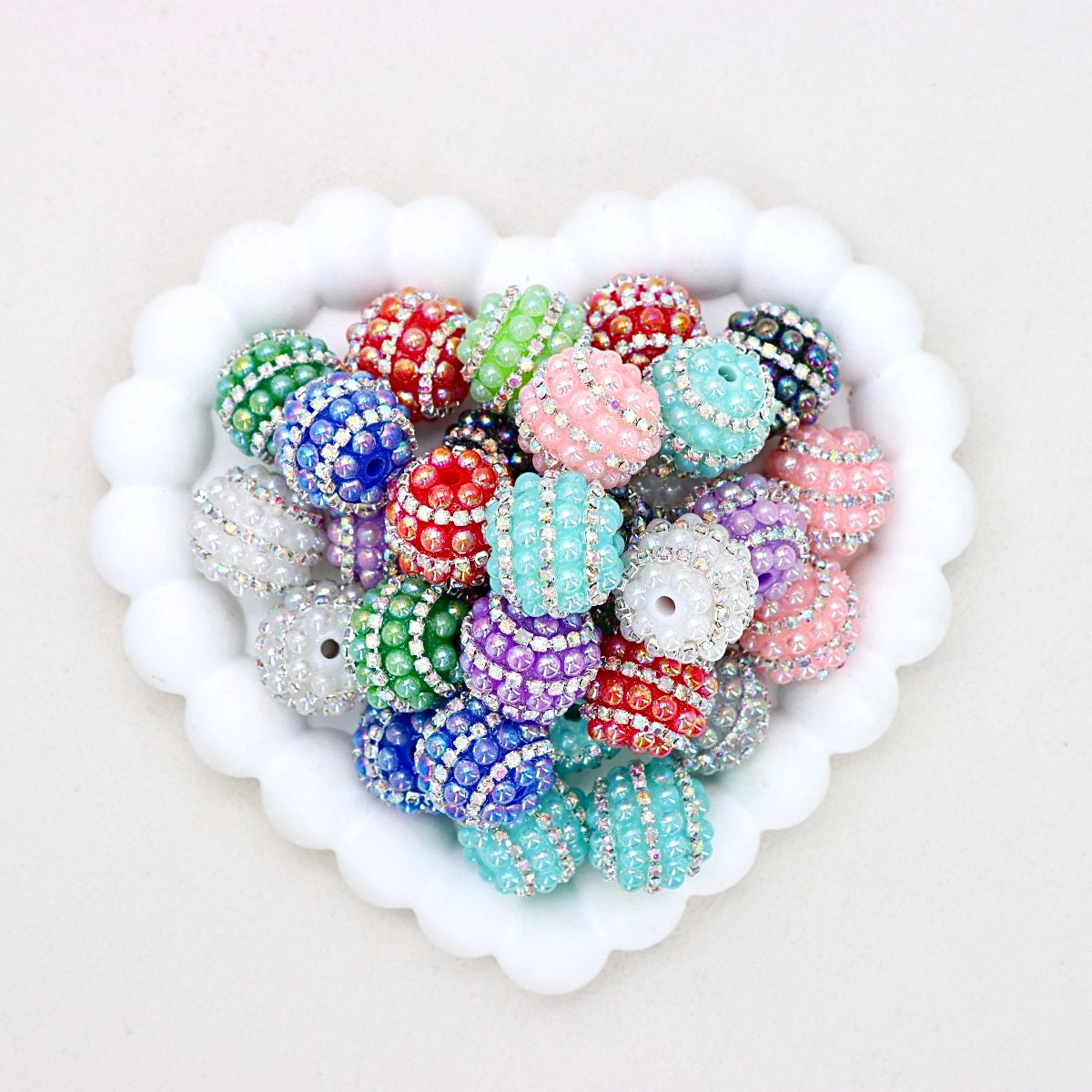 Candy Color Pearl Diamond Ball Chain Beads with Straight Hole