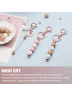 6pcs Beadable Keychains with Metal Pendants – Rose Gold, Black, and Silver Options