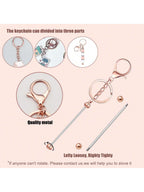 6pcs Beadable Keychains with Metal Pendants – Rose Gold, Black, and Silver Options
