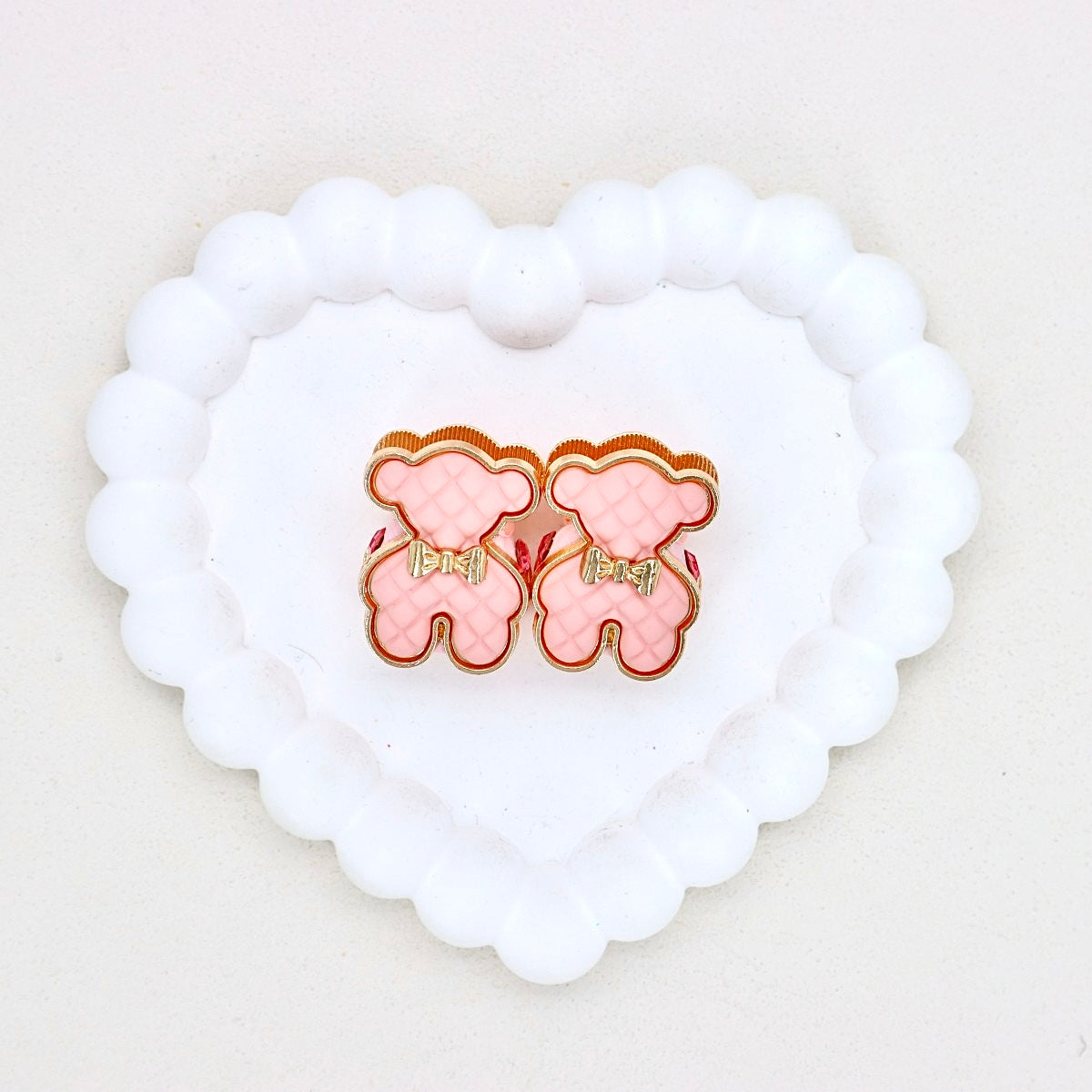 Kimhatter Double-Sided Alloy 3D Bear Bead with Champagne Diamond Ball
