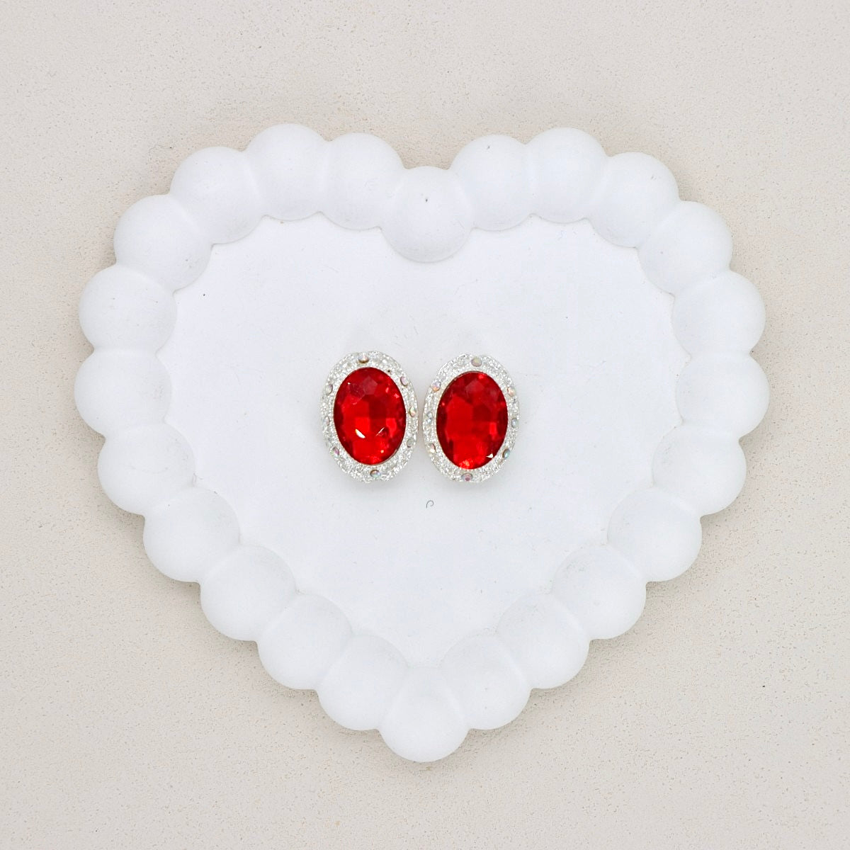 Oval Silver Double-Sided Crystal Alloy Bead with Diamond Ball Design