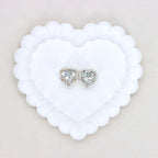Kimhatter Heart Silver Double-Sided Crystal Alloy Bead with Diamond Ball 2pcs/bag