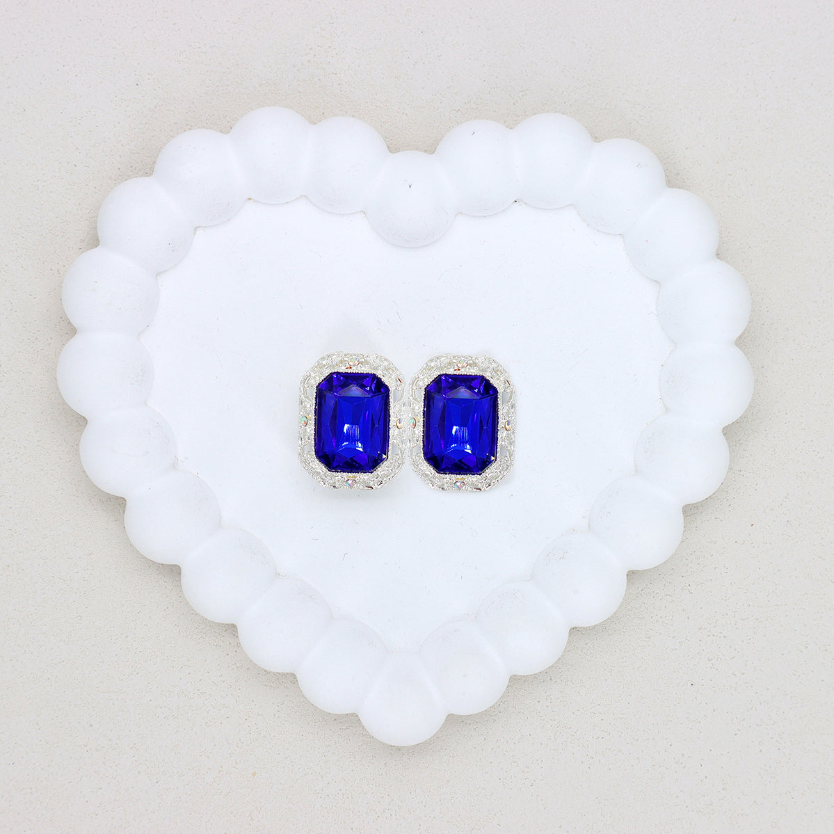 Silver Alloy Openwork Rectangle Double-Sided Crystal Bead