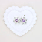 Kimhatter Christmas Snowflake Double-Sided Heart Zircon Alloy Bead with Straight Hole