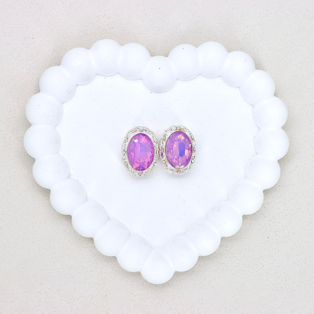 Oval Mocha Double-Sided Crystal Alloy Bead with Diamond Ball