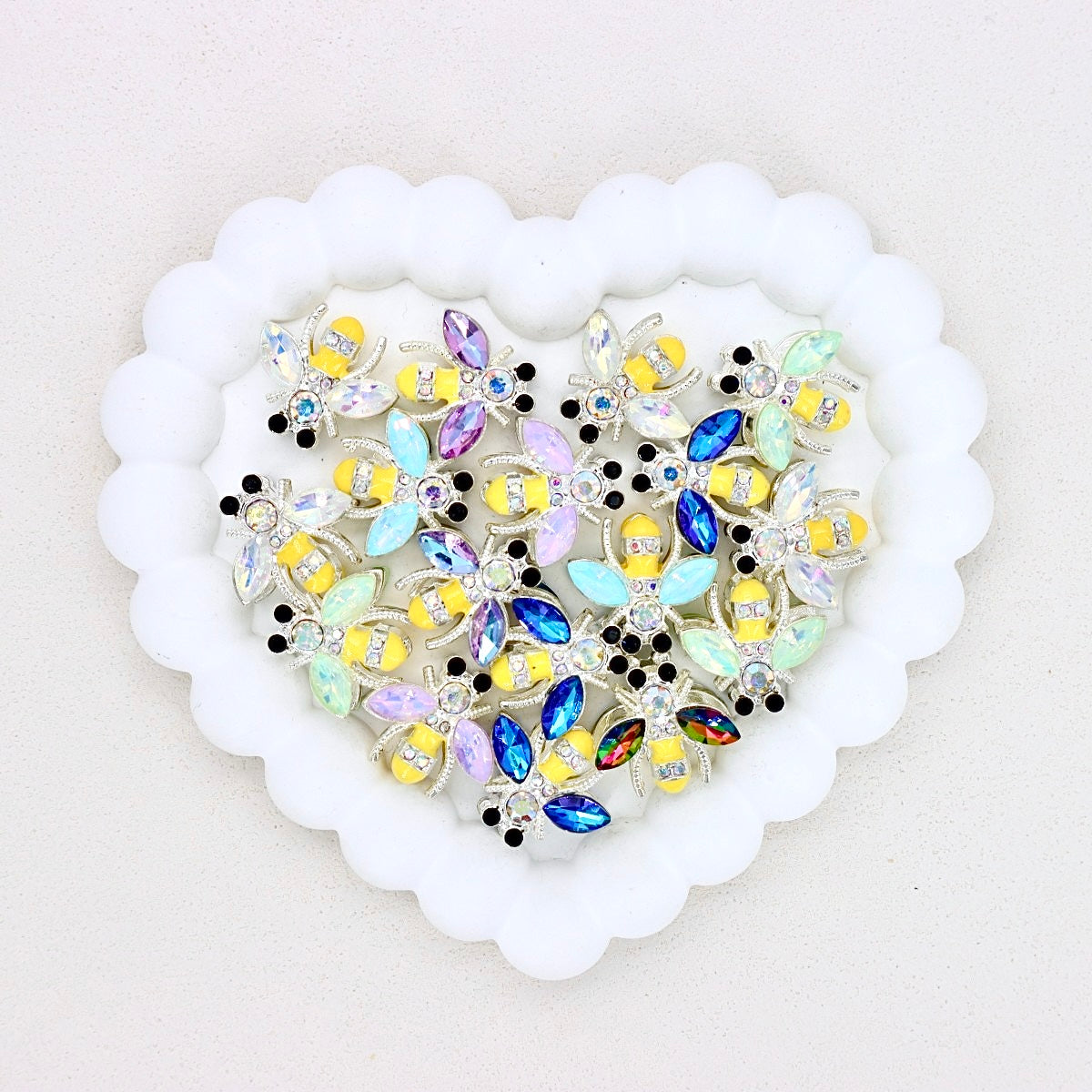 Kimhatter Double-Sided Crystal Bee Alloy Bead with Rhinestones