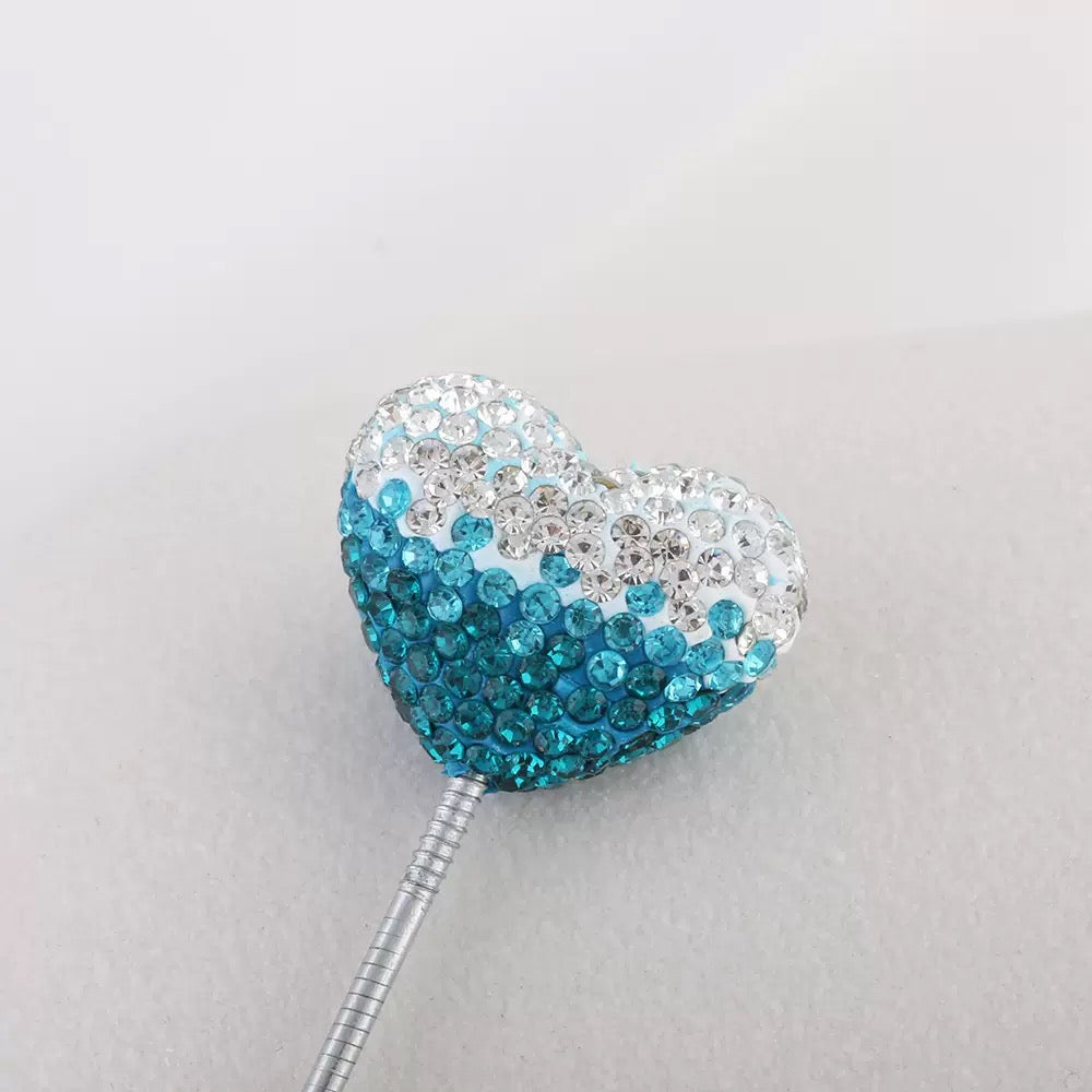Kimhatter Ombre Heart Polymer Clay Bead with Diamond Ball 3pcs/bag