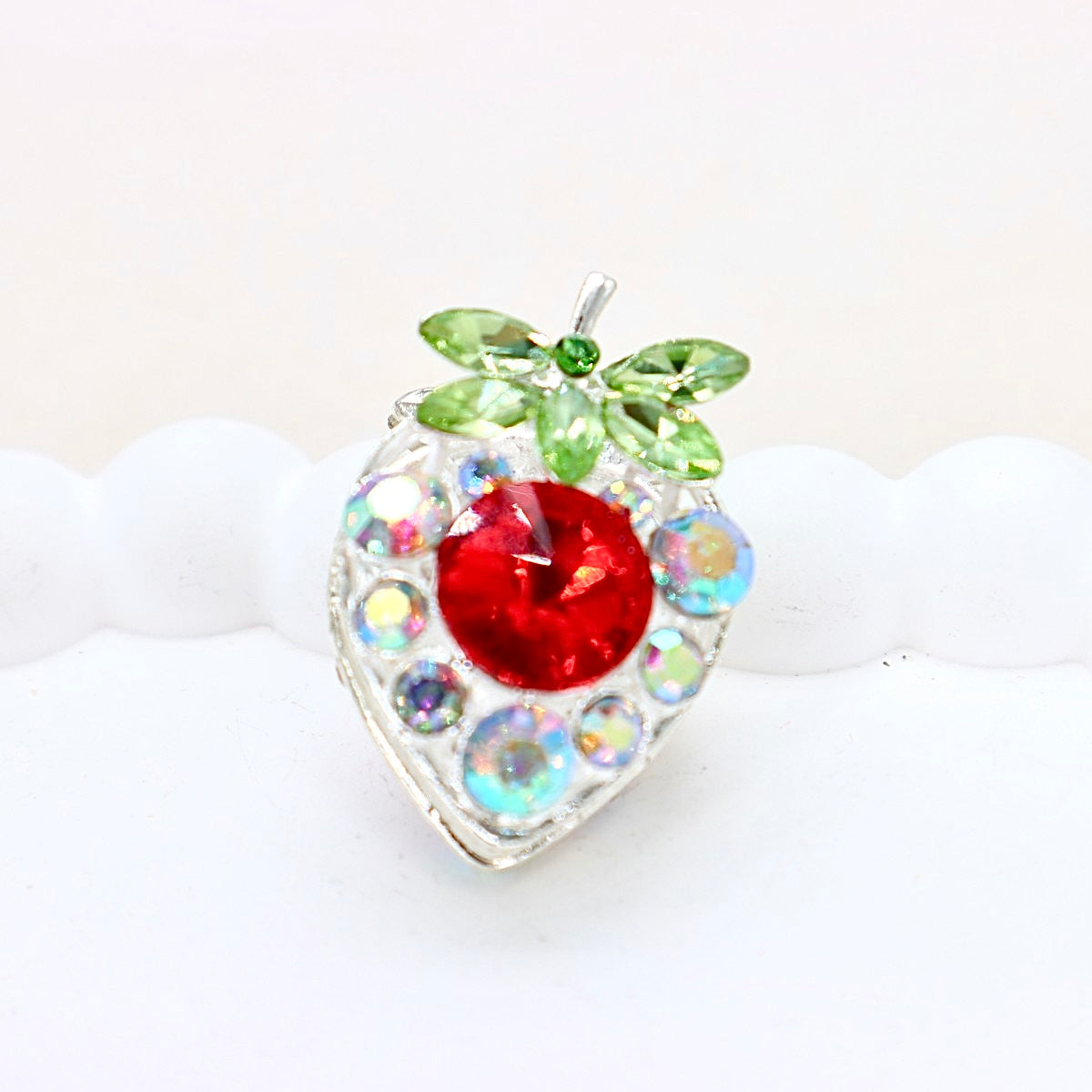 Vintage Crystal Strawberry Diamond Ball Bead with Straight Hole