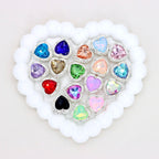 Kimhatter Heart Silver Double-Sided Crystal Alloy Bead with Diamond Ball 2pcs/bag