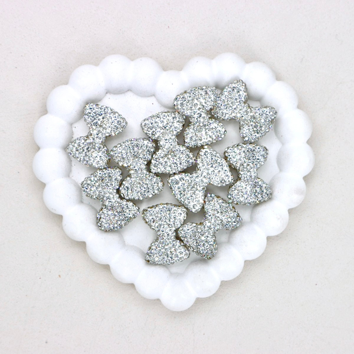 Bow Tie Polymer Clay Bead with Diamond Ball Accent