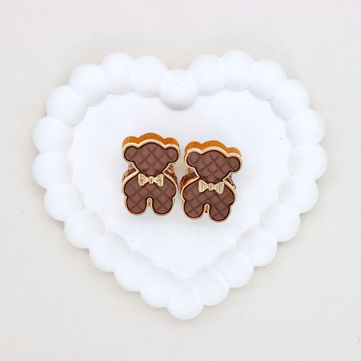 Kimhatter Double-Sided Alloy 3D Bear Bead with Champagne Diamond Ball