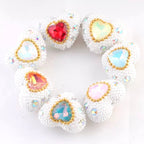 Kimhatter Pearl Heart Diamond Ball Beads with Straight Hole