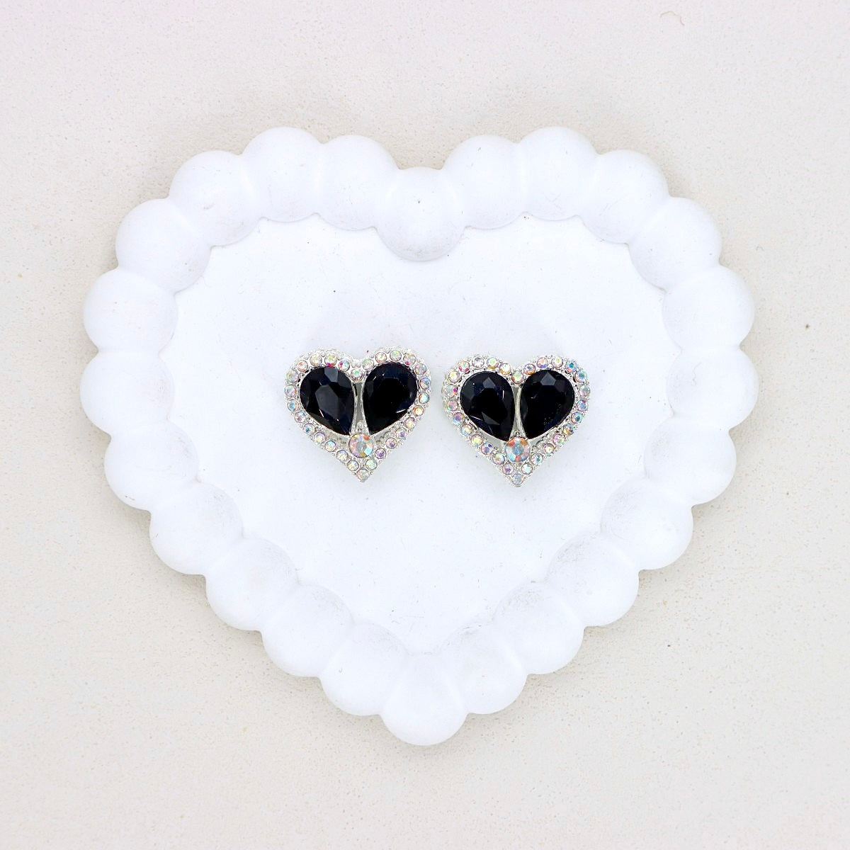 Kimhatter Double-Sided Crystal Heart Alloy Bead with Rhinestone Accents