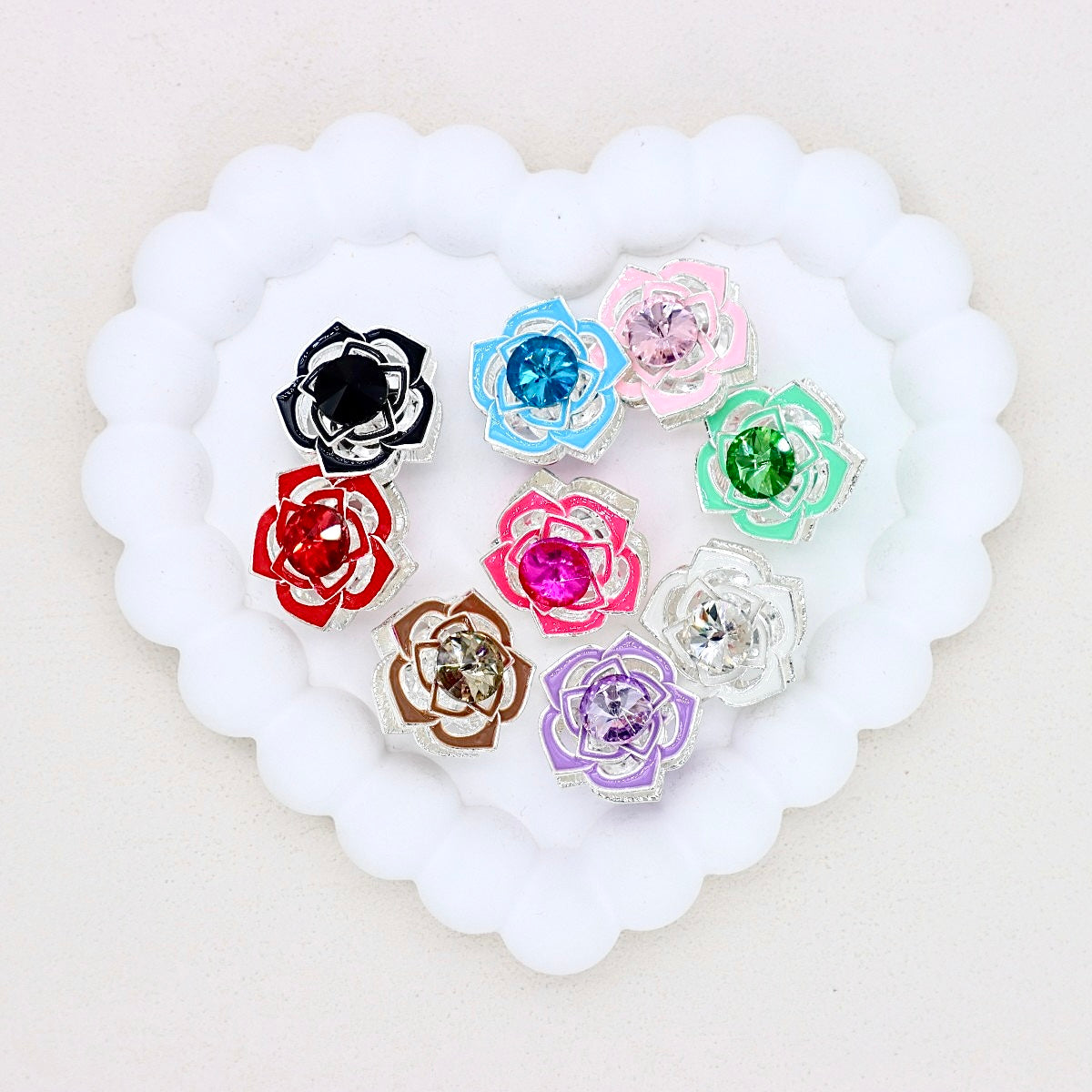 Kimhatter Heavy Duty Double-Sided Alloy Rose Flower Diamond Ball Bead