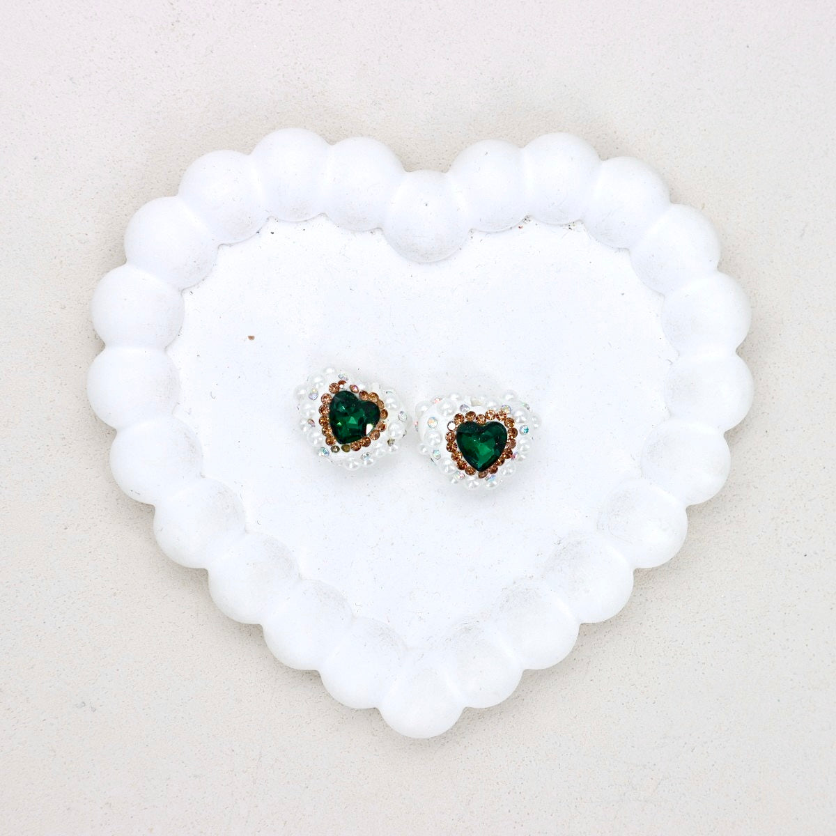 Kimhatter Pearl Heart Diamond Ball Beads with Straight Hole