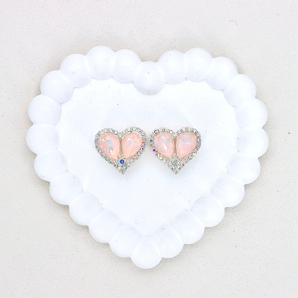 Kimhatter Double-Sided Crystal Heart Alloy Bead with Rhinestone Accents