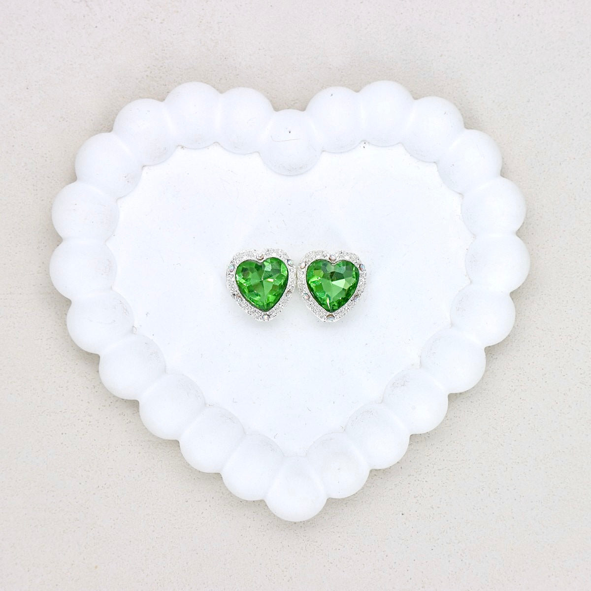 Kimhatter Heart Silver Double-Sided Crystal Alloy Bead with Diamond Ball 2pcs/bag