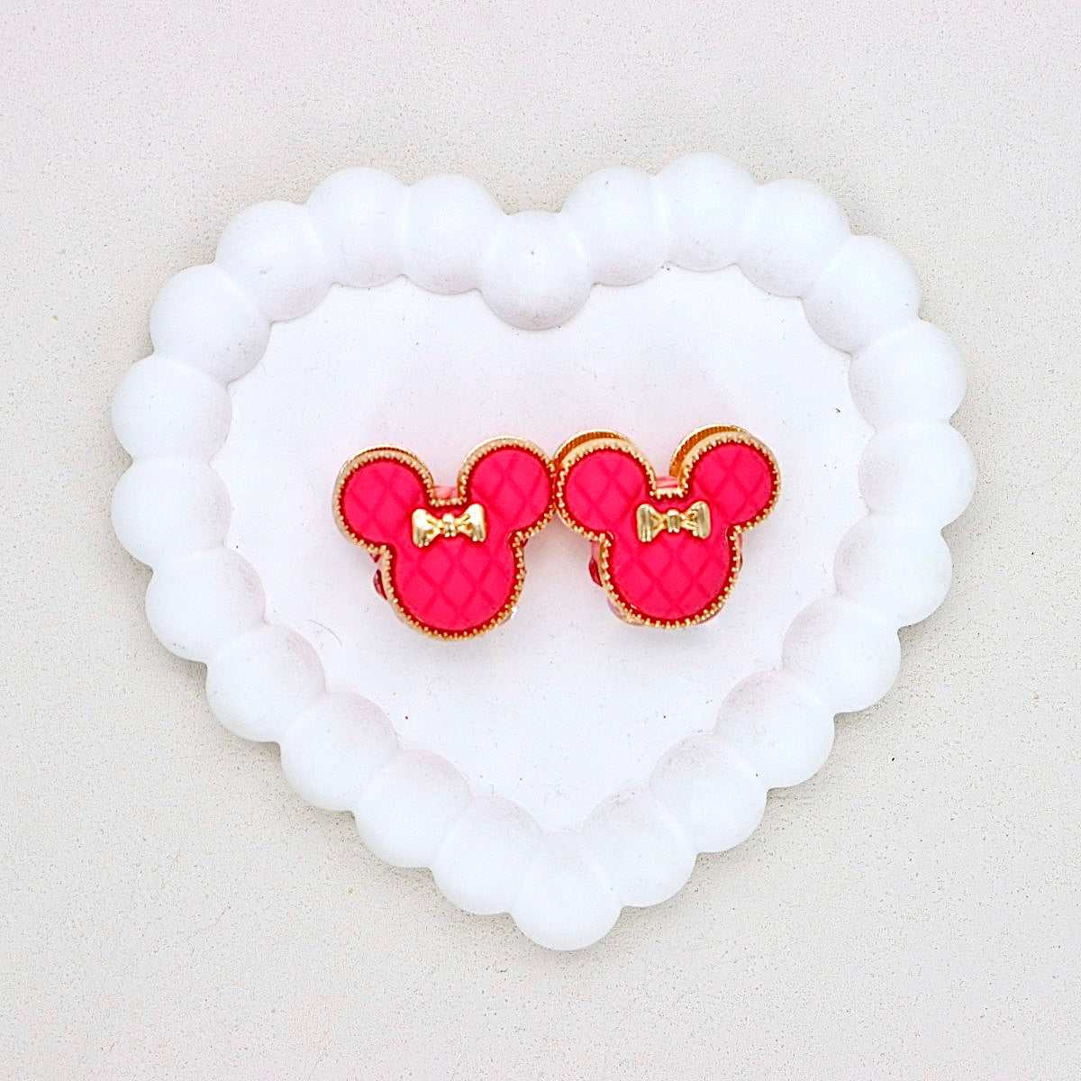 Kimhatter Double-Sided 3D Mickey Mouse Alloy Bead with Champagne Diamond Ball