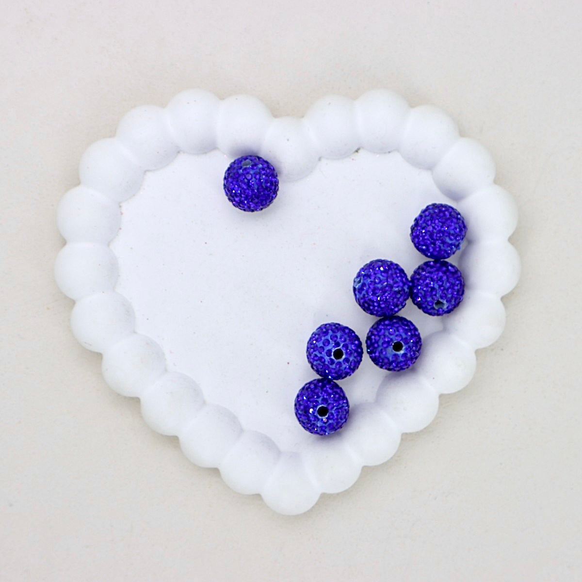 16mm Full Crystal Diamond Ball Polymer Clay Beads with Straight Hole