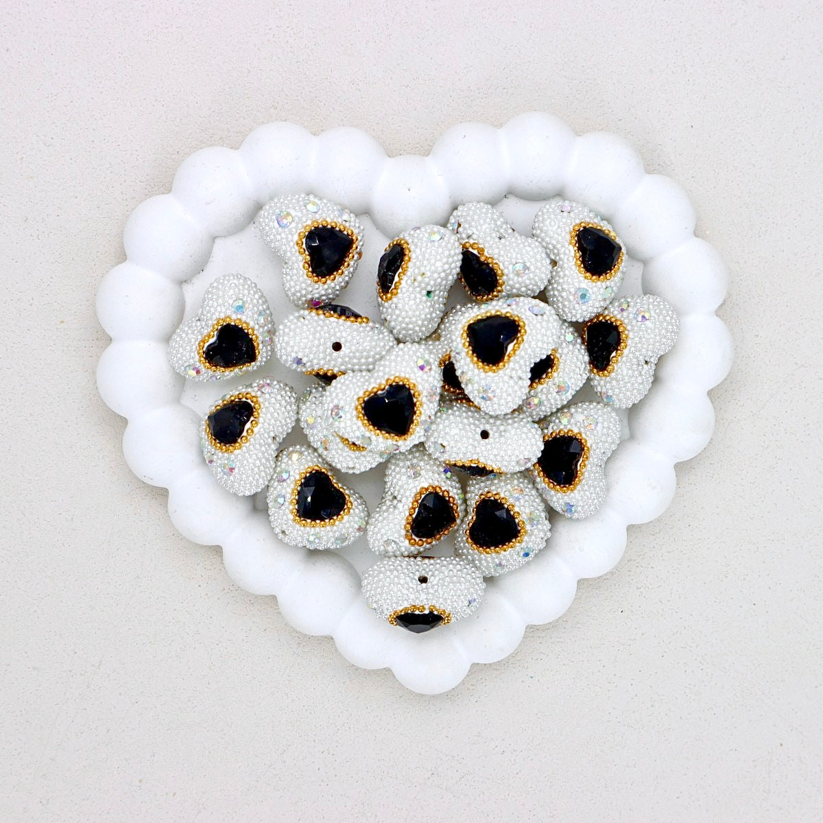 Classic Bubble Beads Heart Western-Style Polymer Clay Diamond Ball Bead