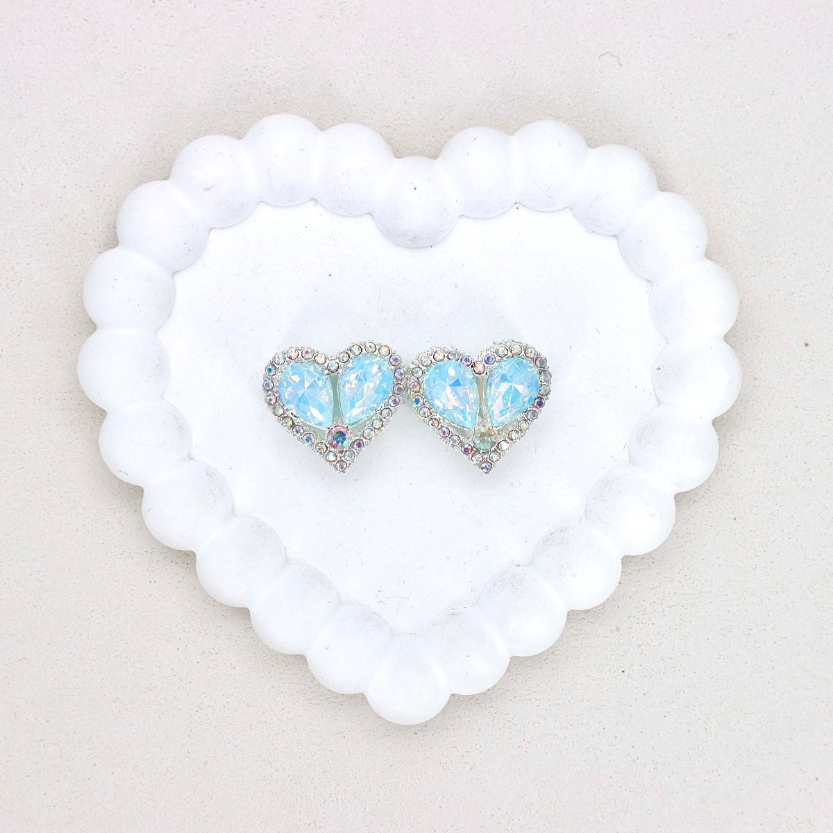 Kimhatter Double-Sided Crystal Heart Alloy Bead with Rhinestone Accents