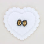 Kimhatter Oval Black Double-Sided Crystal Alloy Bead with Diamond Ball