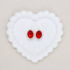 Oval Silver Double-Sided Crystal Alloy Bead with Diamond Ball Design