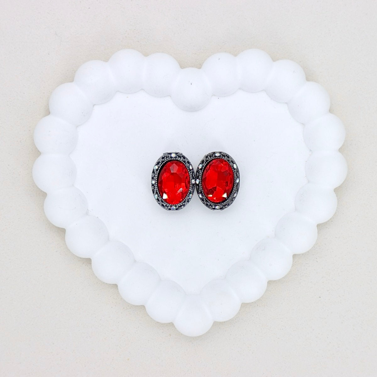 Kimhatter Oval Black Double-Sided Crystal Alloy Bead with Diamond Ball